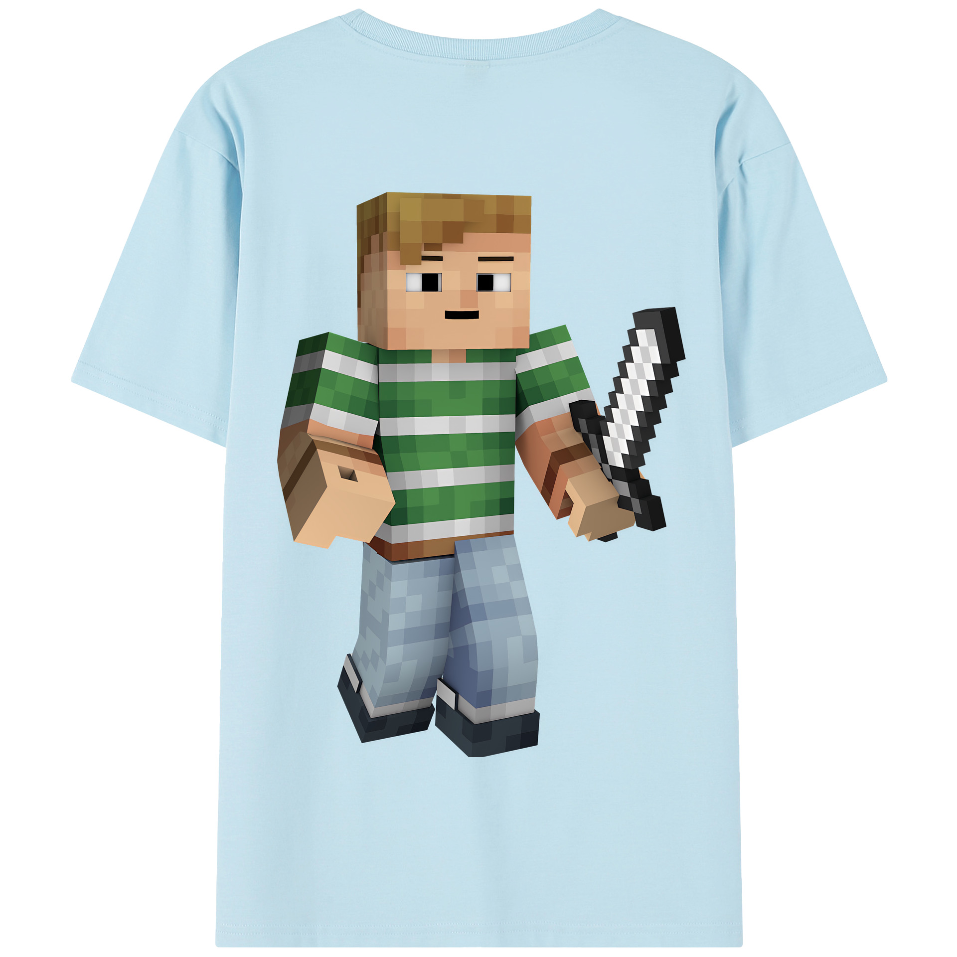 （画像用） マインクラフト ブロックの世界 Minecraft MC Block world 綿100％半袖Tシャツ（背面プリント）